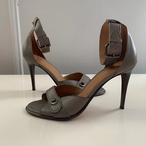 Coach Grey Turnlock Ankle Strap Sandals